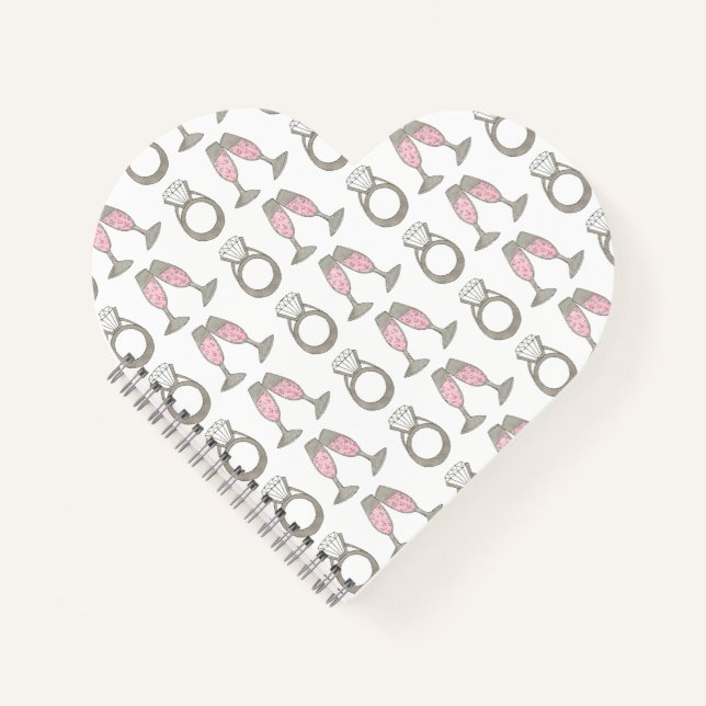 Pink Champagne Diamond Ring Bridesmaid Hochzeit Notizbuch (Vorderseite)