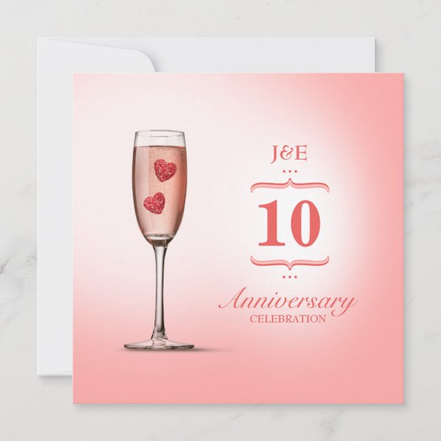 Pink Champagne - Einladung zum Hochzeitstag (Vorderseite)