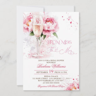 Pink Champagne Floral Brautparty Einladung