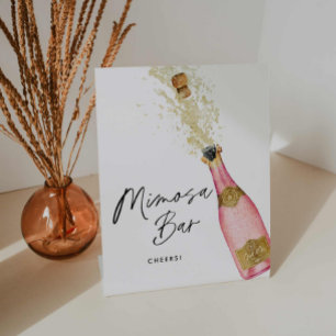 Pink Champagne Mimosa Bar Brautparty Sockelschild