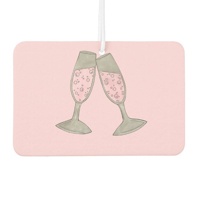 Pink Champagne Personalisierte Hochzeitsfeier Brau Autolufterfrischer (Vorderseite)