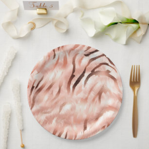 Pink Champagne Rose Glam Zebra Pappteller