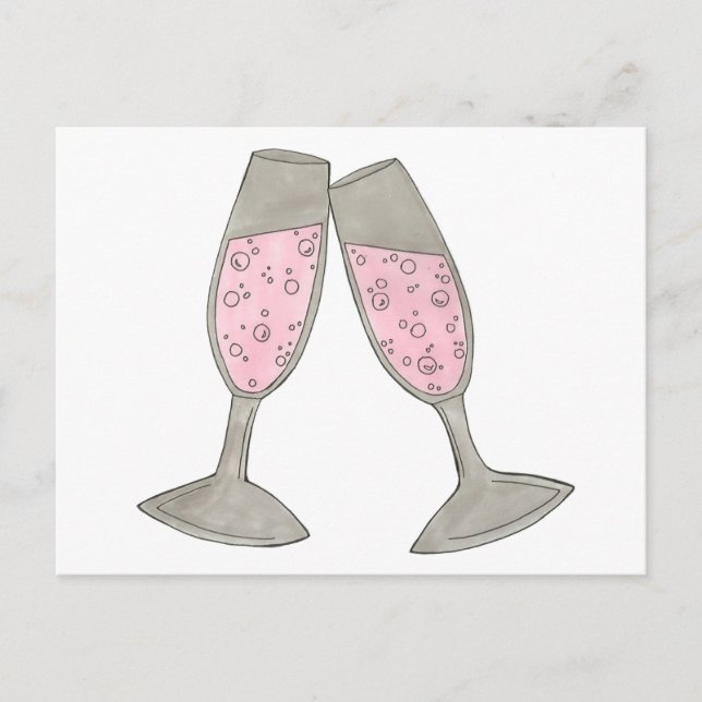 Pink Champagne Save the Date Wedding Bride Groom Ankündigungspostkarte (Vorderseite)