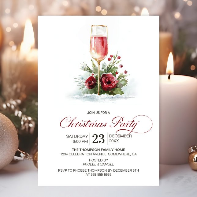 Pink-Champagner-Weihnachtsfeier Einladung (Von Creator hochgeladen)