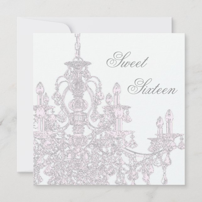 Pink Chandelier Sweet 16 Geburtstagsparty Einladung (Vorderseite)