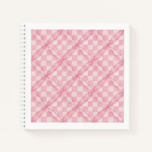 PINK CHECK QUILT 8,5x8,5 Spiralblock / Weiß Notizbuch