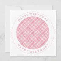 PINK CHECK QUILT Carré plat carte d'anniversaire