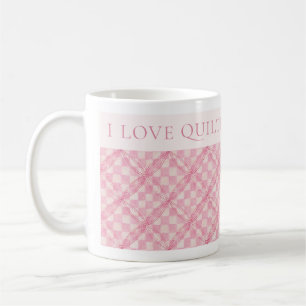 PINK CHECK QUILT Mug blanc + Texte / Blush
