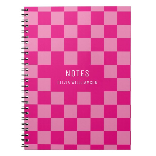 Pink Checked Name Notizblock (Vorderseite)