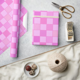 Pink Checked Wrapping Paper Geschenkpapier