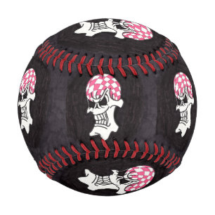 Pink Checkerboard Skull Baseball