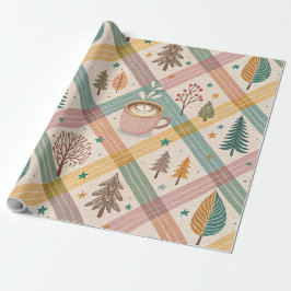 Pink Checkered Holiday Wrapping Paper Geschenkpapier