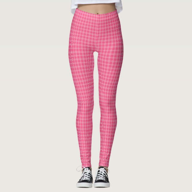 Pink checkered leggings displayed front and back  (Vorderseite)