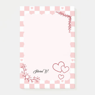 Pink Checkered Pattern Background Notes Post-it Klebezettel