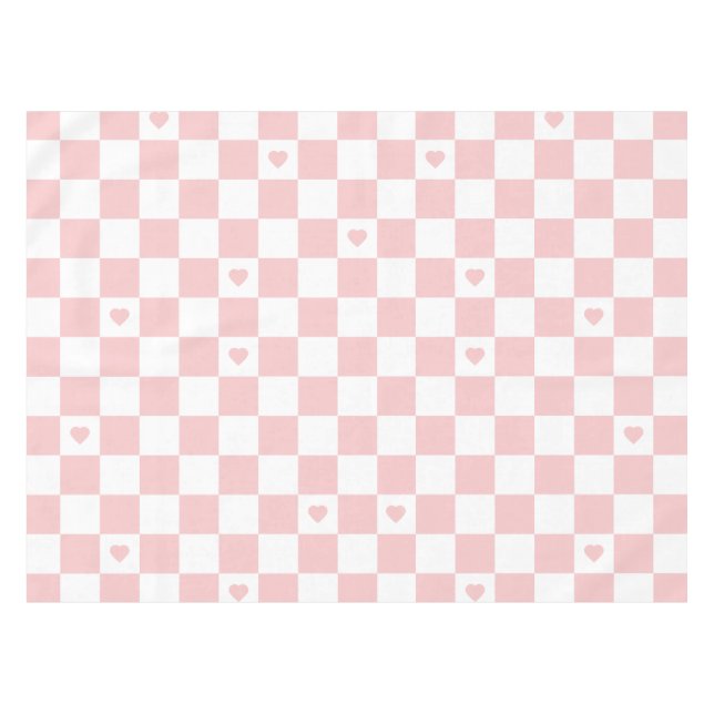 Pink Checkered Pattern Background Tablecloth Tischdecke (Vorderseite (Horizontal))