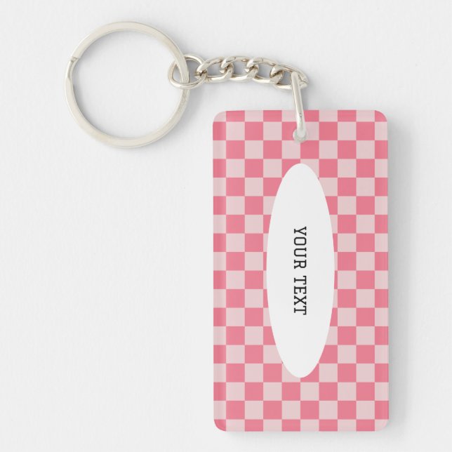 Pink Checks Custom Schlüsselanhänger (Vorderseite)