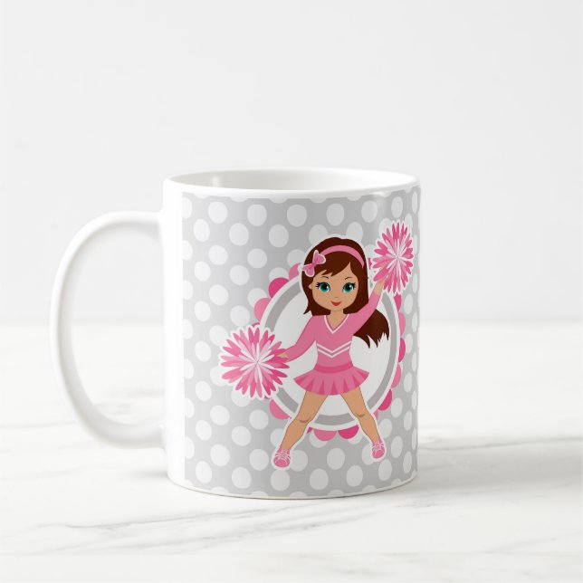 Pink Cheerleader Brunette - Cute Cheer Kaffeetasse (Links)