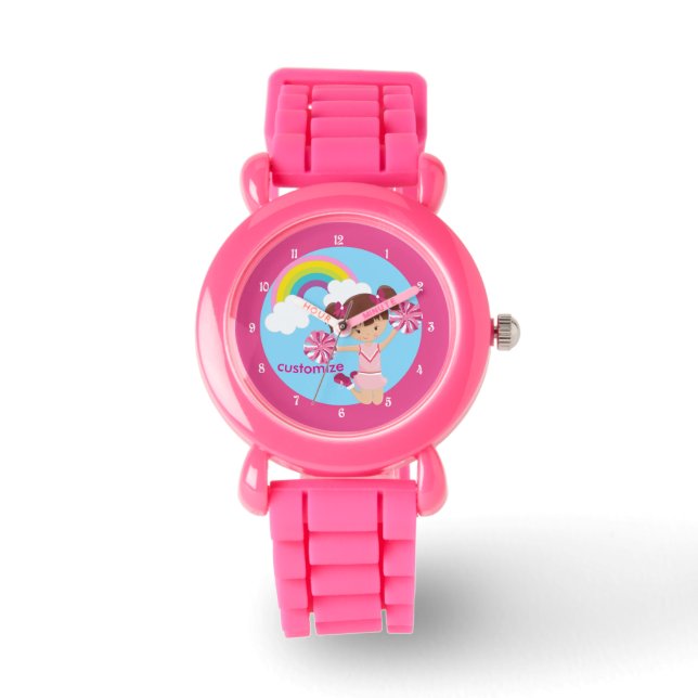 Pink Cheerleader Niedlich Custom Cheerleader Kids Armbanduhr (Vorderseite)