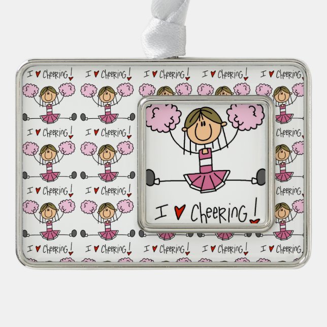 Pink Cheerleader Rahmen-Ornament Silber (Vorderseite)