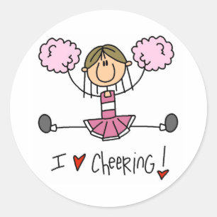 Pink Cheerleader Runder Aufkleber