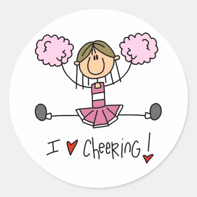 Pink Cheerleader Runder Aufkleber (Vorderseite)