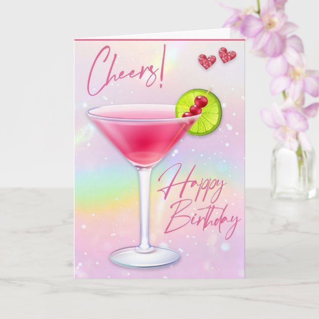 Pink Cheers Happy Birthday Grußkarte Karte (Orchidee)