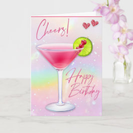 Pink Cheers Happy Birthday Grußkarte Karte