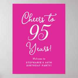 Pink Cheers to 95 Years 95 th Birthday Welcome Sig Poster