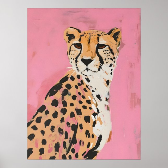 Pink Cheetah Art Print – Modern Safari Wall Art fo Poster (Vorne)