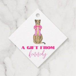 Pink Cheetah Bow Geschenk Tag Geschenkanhänger