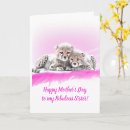 Pink Cheetah Cubs Fabulous Schwester Muttertag Karte