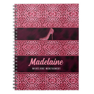 Pink Cheetah für den Schriftsteller mit Namen Notizblock