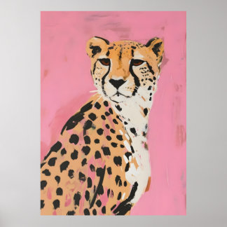 Pink Cheetah Kunst Druck – Moderne Safari Wandkuns Poster