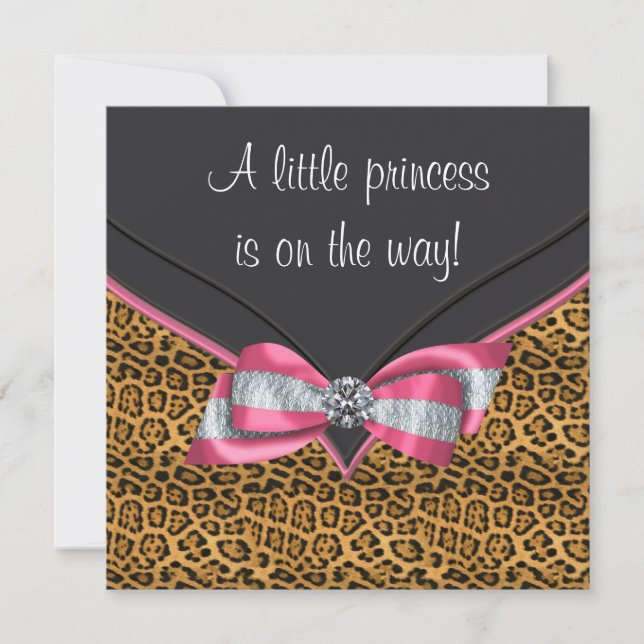 Pink Cheetah Princess Baby Dusche Einladung (Vorderseite)