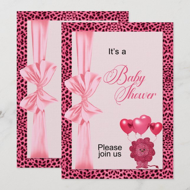 Pink Cheetah Print Baby Dusche Einladung (Vorne/Hinten)