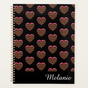 Pink Cheetah Print Hearts Nom Motif