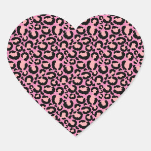 Pink Cheetah Print Herz-Aufkleber