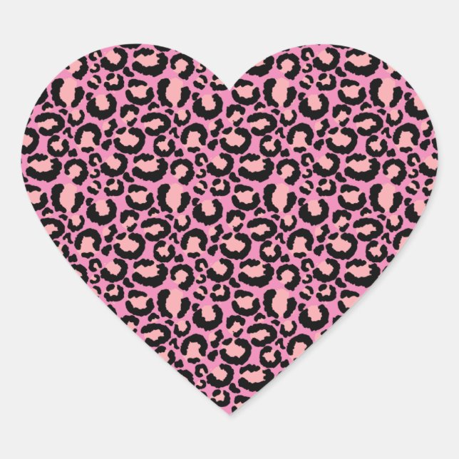 Pink Cheetah Print Herz-Aufkleber (Vorderseite)