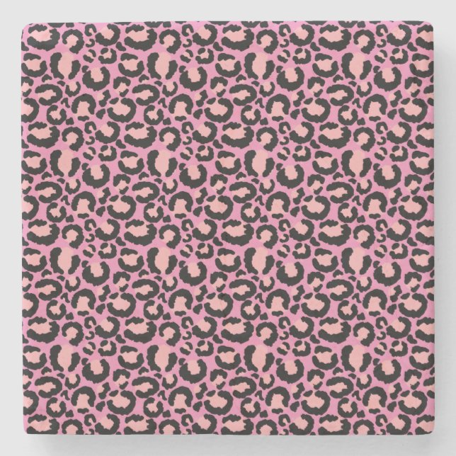 Pink Cheetah Print Steinuntersetzer (Vorderseite)