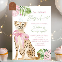 Pink Cheetah Savanna Mädchen Geburtstag