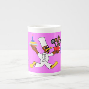 Pink Chef Ducky Geburtstag Prozellantasse