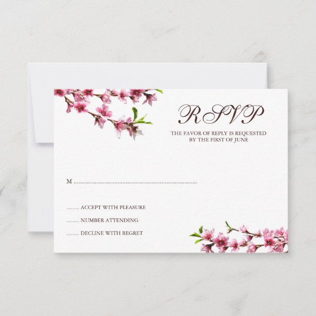 Pink Cheroms White Response Card RSVP Karte (Vorderseite)