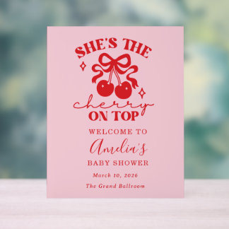 Pink Cherry Baby Shower Welcome Sign Acrylschild