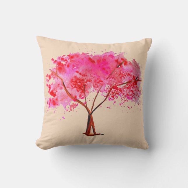 Pink Cherry Blossom Baumart Kissen (Vorderseite)