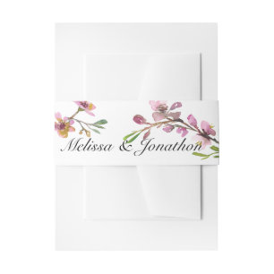 Pink Cherry Blossom Blues Hochzeitseinladung Einladungsbanderole