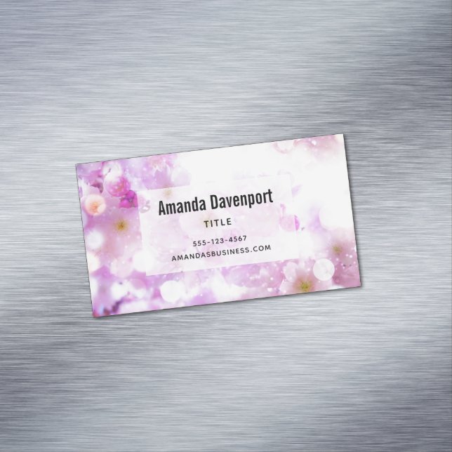 Pink Cherry Blossom Blume Foto Magnetische Visitenkarte (Beispiel)
