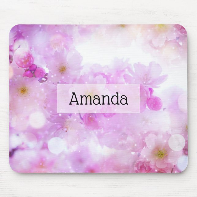 Pink Cherry Blossom Blume Foto Mousepad (Vorne)