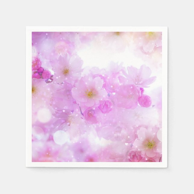 Pink Cherry Blossom Blume Foto Serviette (Vorderseite)