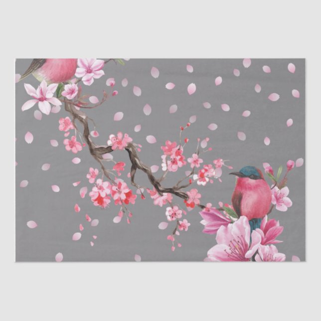 Pink Cherry Blossom Blume Muster Seidenpapier (Vorderseite)