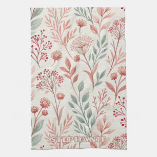 Pink Cherry Blossom, Blumenmuster und Blätter Must Geschirrtuch